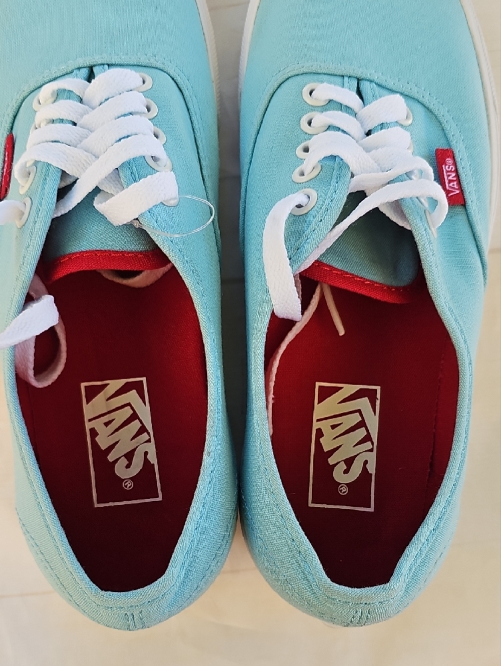 Vans Aqua Canvas Low-Top Sneakers with Red Lining - Picture 12 of 12